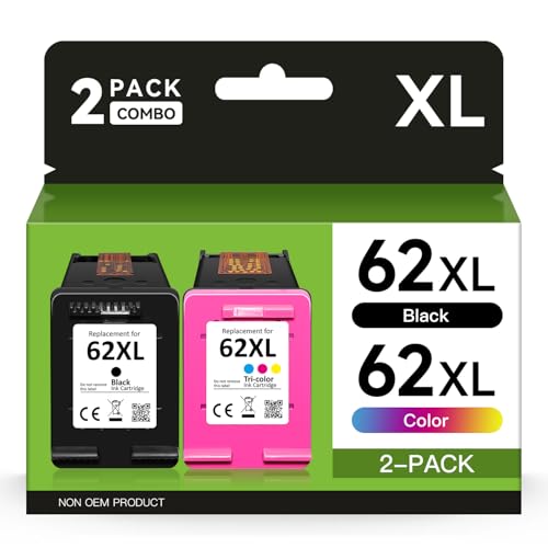 Firstoner 62XL Cartucho de Tinta, 62XL Cartuchos Negro y Color de Repuesto para 62 Cartuchos de Tinta para Envy 5540 5541 5542 5640 5544 5546 5644 5646 OfficeJet 200 250 5740 5742 5744