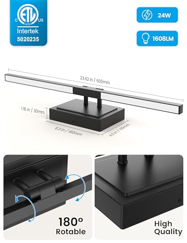 Image of NIORSUN 24 Inch Modern Bathroom Light Fixture, 24W 5CCT Dimmable LED Black Bathroom Vanity Lights Over Mirror, Vanity Lights for Bathrooms Restroom Mirror- ETL Certified