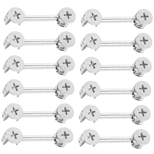 Hohopeti Lot de 20 Sets de Ferrures de Meubles à Came en Métal Connecteurs à Verrouillage à Came 48 MM Kit de Chevilles de Liaison pour Réparation et Assemblage de Meubles Fixations