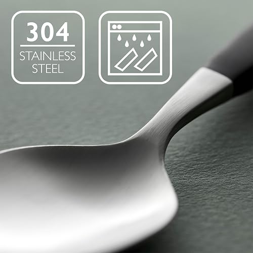 Cuillère à soupe Focus de Luxe Gense 20 cm acier noir mat couvert de table design - 5