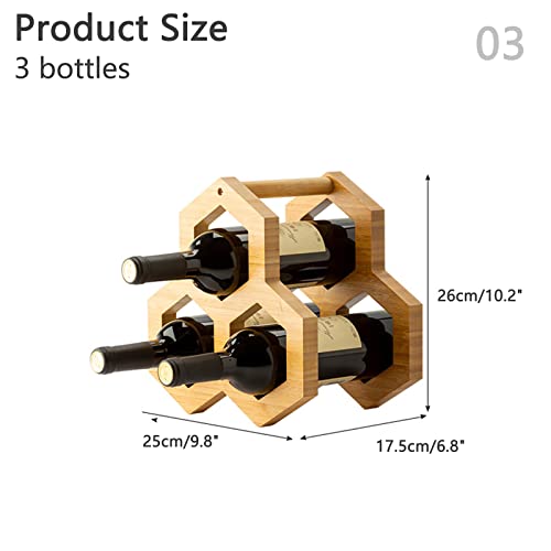 Soporte para Botellas de Vino de Bambú para Encimera 3 Botellas miniatura 7