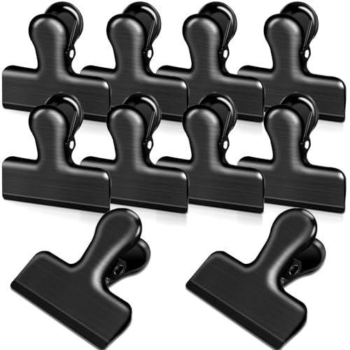 swihorab 10 Stück klein Metall Clips Lebensmittel-Clips Verschlußklemmen Tüten-Clip für Küche, rostfreiem Edelstahl Brief Klammern Verschlussclips 40 mm, Schwarz