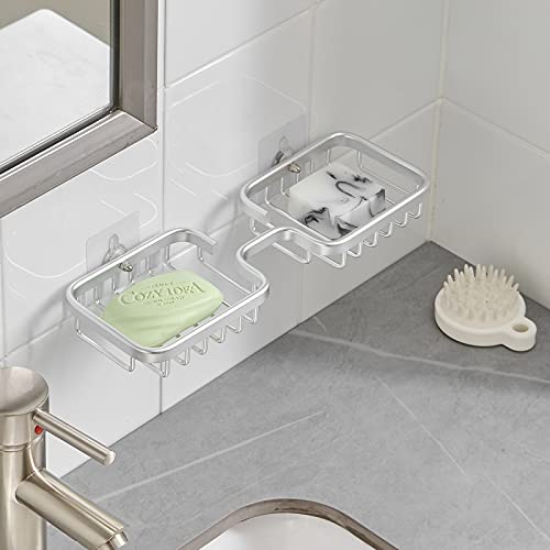 Dancrul Bathroom Soap Dishes, Bar Soap Holder For Shower Wall, Rust Proof Metal Self Draining Soap Tray, Wall Mounted Soap Dish For Shower, Shower Soap Bar Holder, Silver #TOP1