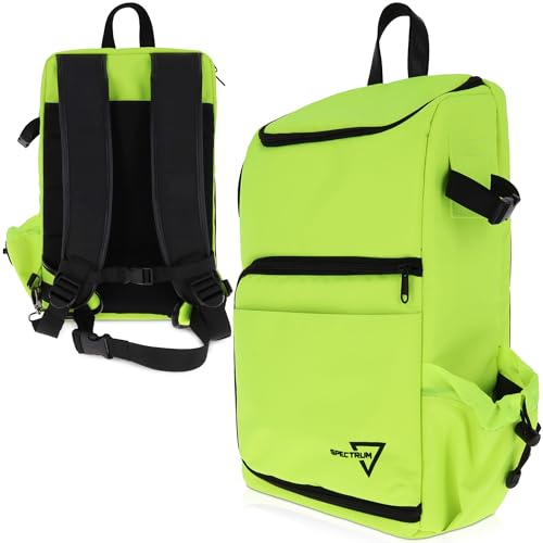BCW Spectrum TCG Backpack | Holds 79 Prism Deck Cases | Configurable Storage for Cards & Gear | Playmat Strap & Side Pocket | Durable & Travel-Friendly Design | Radioactive Green