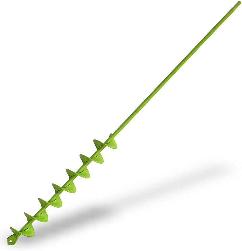 32" x 2" Upgraded Elongated Auger Drill Bit- No Need to Squat Post Hole Digger,100% Solid Barrel Extended Length Intensive Blades Heavy Duty Green Auger Drill Bit for Planting for 3/8" Hex Drive Drill