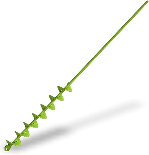 32" x 2" Upgraded Elongated Auger Drill Bit- No Need to Squat Post Hole Digger,100% Solid Barrel Extended Length Intensive Blades Heavy Duty Green Auger Drill Bit for Planting for 3/8" Hex Drive Drill