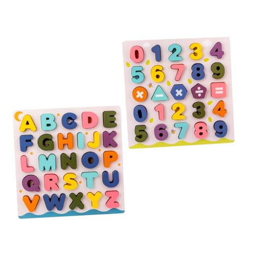 KESYOO 2セット 木製 用認知パズル な数字とアルファベット積み木 知育 手先訓練 幼児向け家学習補助