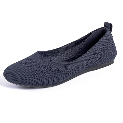 Image of Frank Mully Women's Ballet Flat Shoes Knit Dress Shoes Round Toe Slip On Ballerina Flats for Woman Low Wedge Comfort Soft