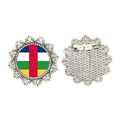 Broche de plata de la República Centroafricana tallado a mano tamaño mediano