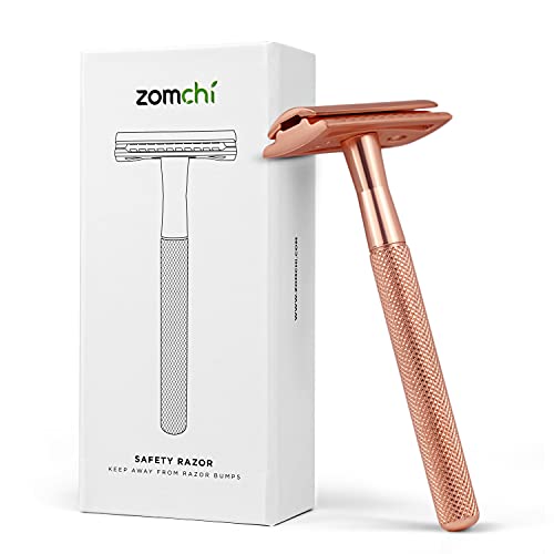 Safety Razor for Women, Ladies Razor with Texture Handle, Double Edge Razor with a Delicate Box, Metal Razor Women, Fits All Double Edge Razor Blades (Rose Gold)