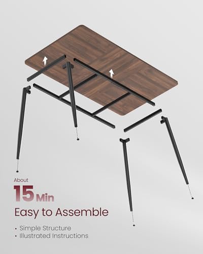 Image of VASAGLE 55.1 inch Dining Table for 4-6 People, Modern Kitchen Table, Heat-Resistant Tabletop, Quick Assembly, for Dining Room, Natural Walnut and Ink Black, Island Collection UKDT100K02V2