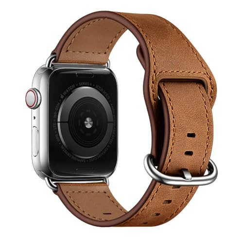 Watch Series 10 46 mm bracelet marron en cuir véritable rétro élégant