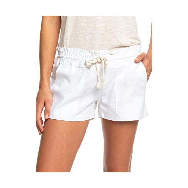 Roxy-Womens-Oceanside-Beach-Short Roxy Women's Oceanside Short Elastic Waist Non Denim Shorts, Sea Salt, X-Small