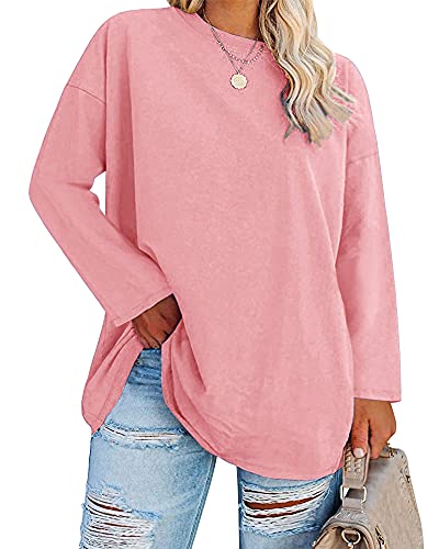 Women's Plus Size Tops Long Sleeve Crew Neck Oversized T Shirts Loose Casual Tunics