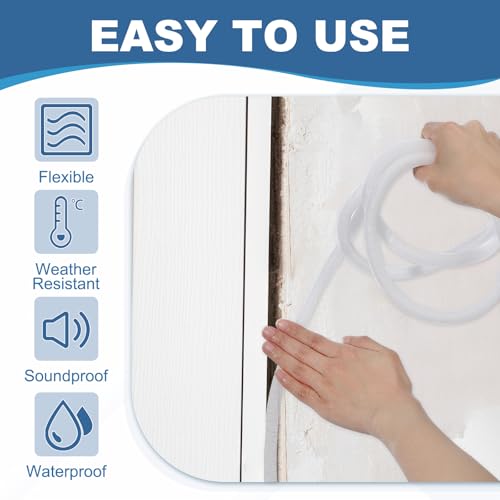 Image of PATIKIL 1-2 /5 Inch x 7 Feet Backer Rod for Gaps and Joints, 2 Roll Foam Rope Caulk Crack Joint Filler Roll Seal Weather Strip for Home Construction Car, White