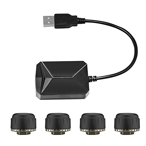 JUNERAIN Sistema de Alarma del Monitor de la presión de neumáticos del Coche TPMS del USB para el Reproductor de vídeo de Android