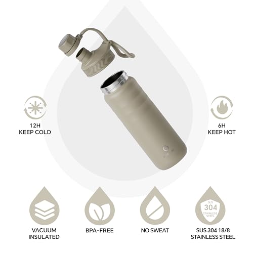 Image of IDEUS Vacuum Insulated Water Bottle, Stainless Steel Double Wall Flask Metal Sports Canteen with Leak-Proof Screw Cap (Celadon, 24oz (710ml))