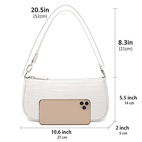 Hroechy Shoulder Bags For Women Small White Purse Y2K Handbag Crocodile Pattern Clutch 90S Purses #TOP3