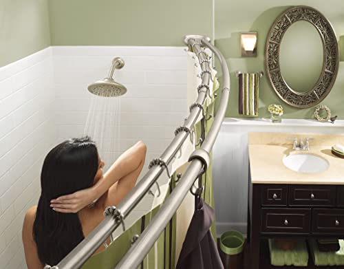 Moen Brushed Nickel Adjustable 57 To 60-Inch Stainless Steel Double Curved Shower Curtain Rod, Wall Mounted With Fixed Brackets, Dn2141Bn #TOP4