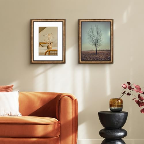 Golden State Art, 12x16 Black Trim Gold Frame - White Mat for 8x12 Photo - Vintage Antique Style - Brushed Texture Finish - Wall Mounting - Portrait/Landscape - Tempered Glass by Golden State Art - Image 6