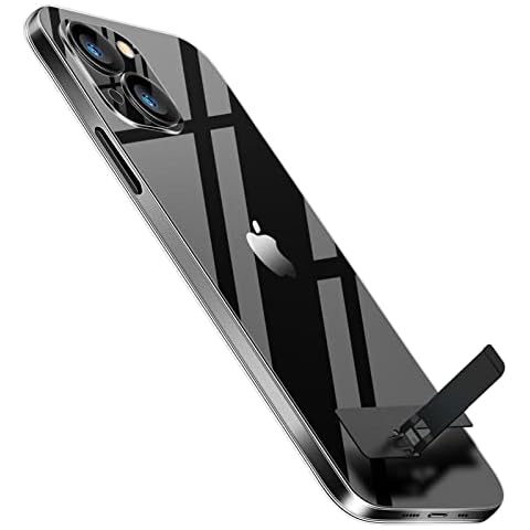 Dataroad Compatible for iPhone 13 Slim Case[Paper-Thin] 0.2mm,[3 Stand Ways] Metal Thin Hard Kickstand,Matte Translucent Fit Back[Non Yellowing] Ultra Protective Phone Cover 6.1 Inch,Clear Cover