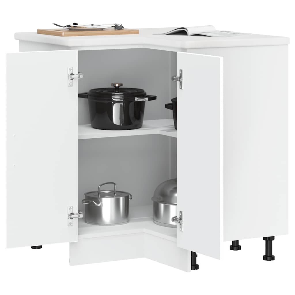 Lucca - Mobiletto angolare da cucina in legno, 75,5 x 75,5 x 81,5 cm, con piedini regolabili, spazio per armadio da cucina, dispensa, cassettiera, ideale come mobile salvaspazio