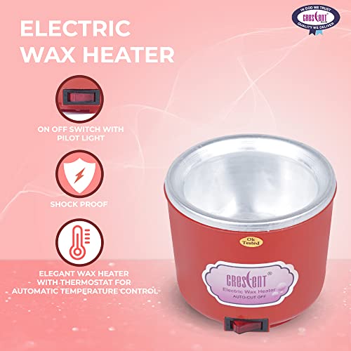 Image of CRESCENT Professional Electric Wax Heater With Automated Temperature Control For Women, Shock Proof, Red - 1 Piece