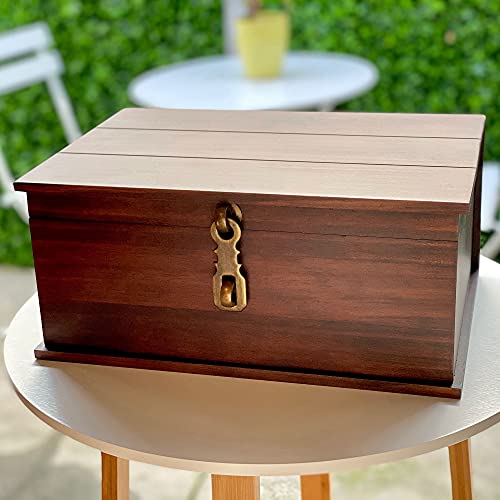 Blake & Lake Antique Style Wood Storage Box - Decorative Box For Home Or Office - Wooden Box With Hinged Lid Keepsake Box With Metal Latch #TOP4