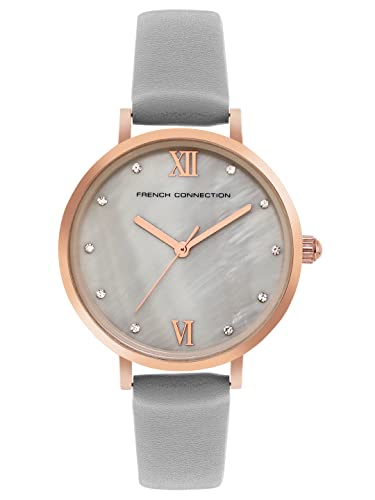 French Connection Leather Spring-Summer 2023 Analog Mop Grey Dial Womens Watch-Fcn00065D, Band_Rose Gold (B0C6GYVHD4) Amazon Price History, Amazon Price Tracker