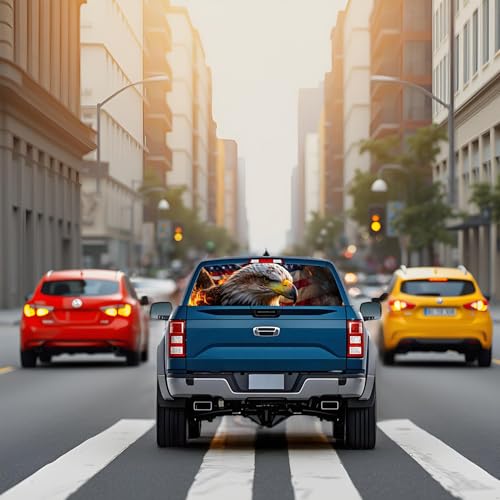 Image of Rear Window Decals for Trucks - 65x17.3 in Back Window Decals Fit Most Pickup Trucks SUV, Vinyl American Flag Back Window Decal for Car Personalized Decoration