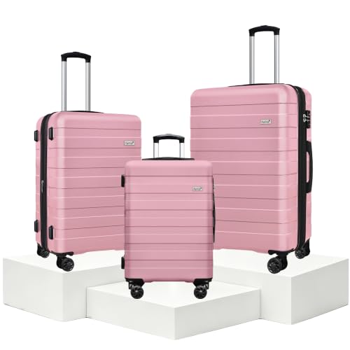 Image of KEYTANG Zebra Luggage Sets 3 Piece, 20 inch Carry On Luggage with Spinner Wheels, Hardside Business Travel Suitcase Set with TSA Lock, Lightweight Suitcase,20 /24 /28 inch,Pink