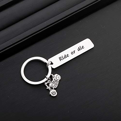 MYOSPARK Biker Ride Keychain Racer Adventure Gift Ride or Die Keychain Couples Gift3