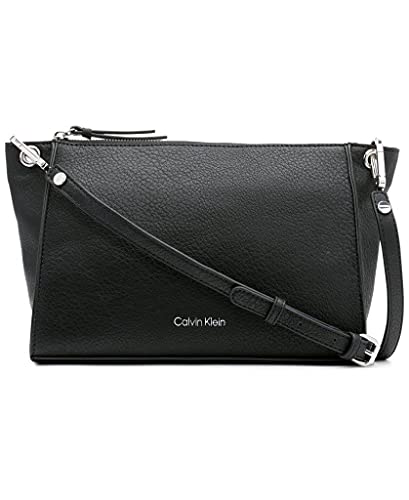 Calvin Klein Mochila feminina Millie Novelty Reyna transversal, Preto/prata, One Size