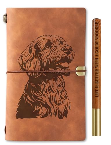 InnoBeta Goldendoodle Gifts, Journal Notebook with Pen, Refillable Sketchbook, Travel