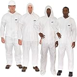 Microguard MP Microporous | Particulate & Splash Protection/Disposable Hazmat Coverall with Attached Hood and Elastic Wrist (Elastic With Hood, M)