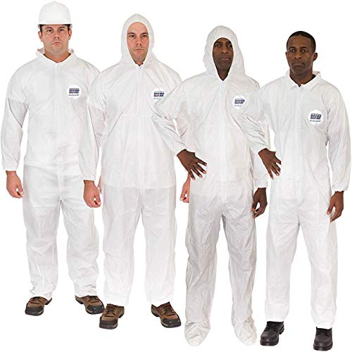 Microguard MP Microporous | Particulate & Splash Protection/Disposable Hazmat Coverall with Attached Hood and Elastic Wrist (Elastic With Hood, M)
