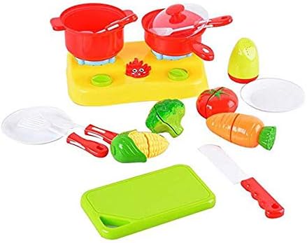 PowerTRC Kitchen Cutting Food Playset for Kids | Includes Vegetables, Fruits, Cooking & Eating Utensils | Comes with Portable Storage Basket image 2 of 5 B07KBDK1XK