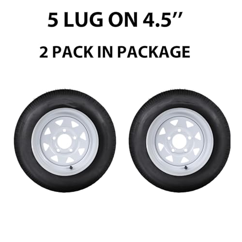 ST205/75D14 Trailer Tires, 5 Lug on 4.5\", 6PR Load Range C, 14in Fuel-saving Designed Trailer Tires 205 75 14 for Travel/Camper/Landscape/Cargo/Utility/Boat/Horse/Farm/Hauler Trailer - Thumbnail 2