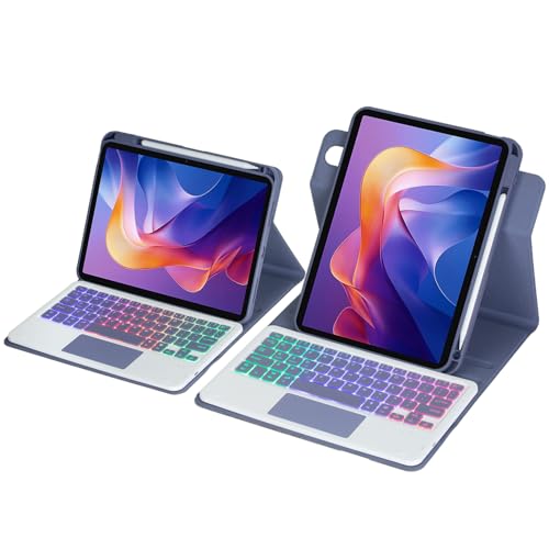 360 Degree Rotating Case Bluetooth Keyboard Case for Redmi Pad 2 (11.0") - Detachable Backlit Keyboard - TrackPad Mouse