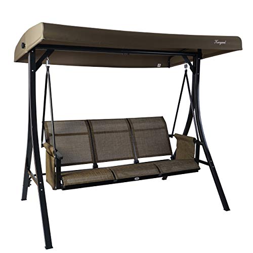 Kozyard Brenda 3 Person Outdoor Patio Swing with Strong Weather Resistant Powder Coated