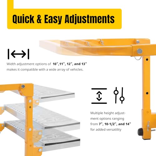 Image of MAXXHAUL 50694 21-1 /2 inch x 7.3 inch Adjustable Truck Tire Service Step with Non-Slip Platform Foldable 300-lb Capacity - Fits up to 31 inch Tire Diameter