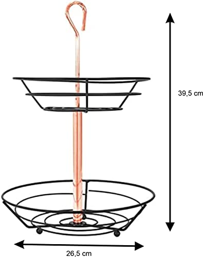 Fruteira de Mesa Inox Preta Grande Redonda Aramada Multiuso Para Balcão De Cozinha Tigela e Cesto de