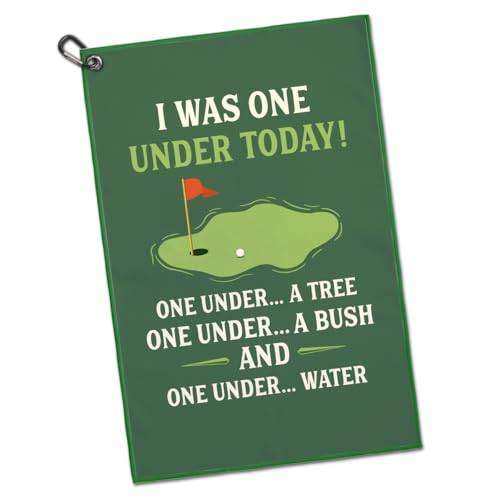 Geygie I Was One Under Today Printed Microfiber Golf Towel, Funny Golf Pun Print Men Women Golfing Towel With Clip, Golfer Bags Accessories Gifts For Men Women Golfer Lover Golfing Fan Family Friend