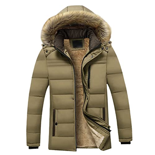 Manteau décontracté homme kaki à capuche pour l'hiver en 3XS