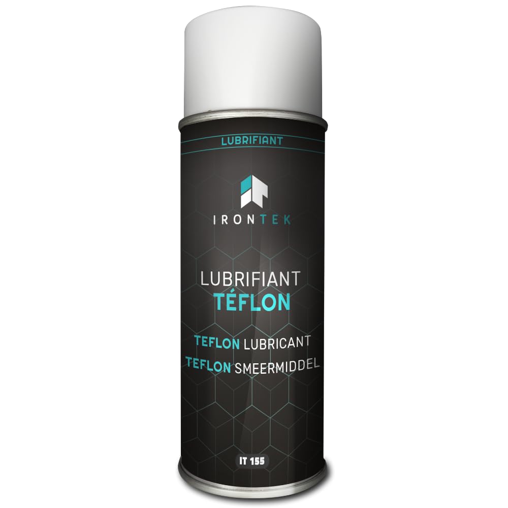 Lubrifiant Téflon PTFE 500ml - IRONTEK | IT155 | Haute température, Pression extrême, Lubrification sèche | Protège, dégrippe, évite la poussière, Usage Plastique métal | Efficacité Durable