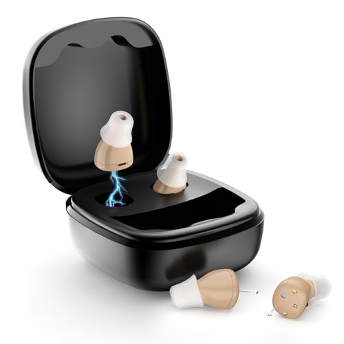 Invisible CIC Hearing Aids for Seniors, Rechargeable In-the-Canal OTC Hearing Amplifier with 3-Level...