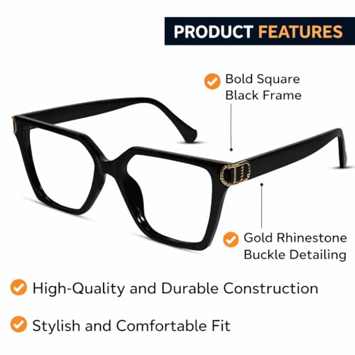 Image of LensKandy Bluecut Computer Glasses for Women | Anti-Eye Strain & UV Protection | | Stylish Medium Fit Eyewear for Digital Screens | Rectangular Frame | Lightweight & Comfortable