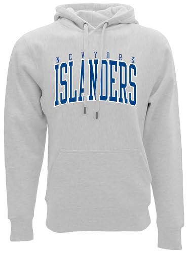 Blue 84 New York Islanders NHL Officially Licensed Hoodied Sweatshirt Heavyweight Twill, X-Large Ash
