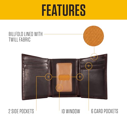 Image of Carhartt Men's Oil Tan Leather Wallet, Front Pocket, Passcase & Trifold Designs, Long-Lasting Construction, Gifts for Men