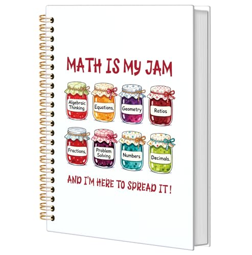 BNHJKFQZ Math Is My Jam Spiral Journal Notebook for Women & Men,Math Lover Gifts for Women,Hardcover Notebook for Work & Note Taking, Funny Gifts for Math Teacher Coworkers & Friends 5.5x8.3 Inch